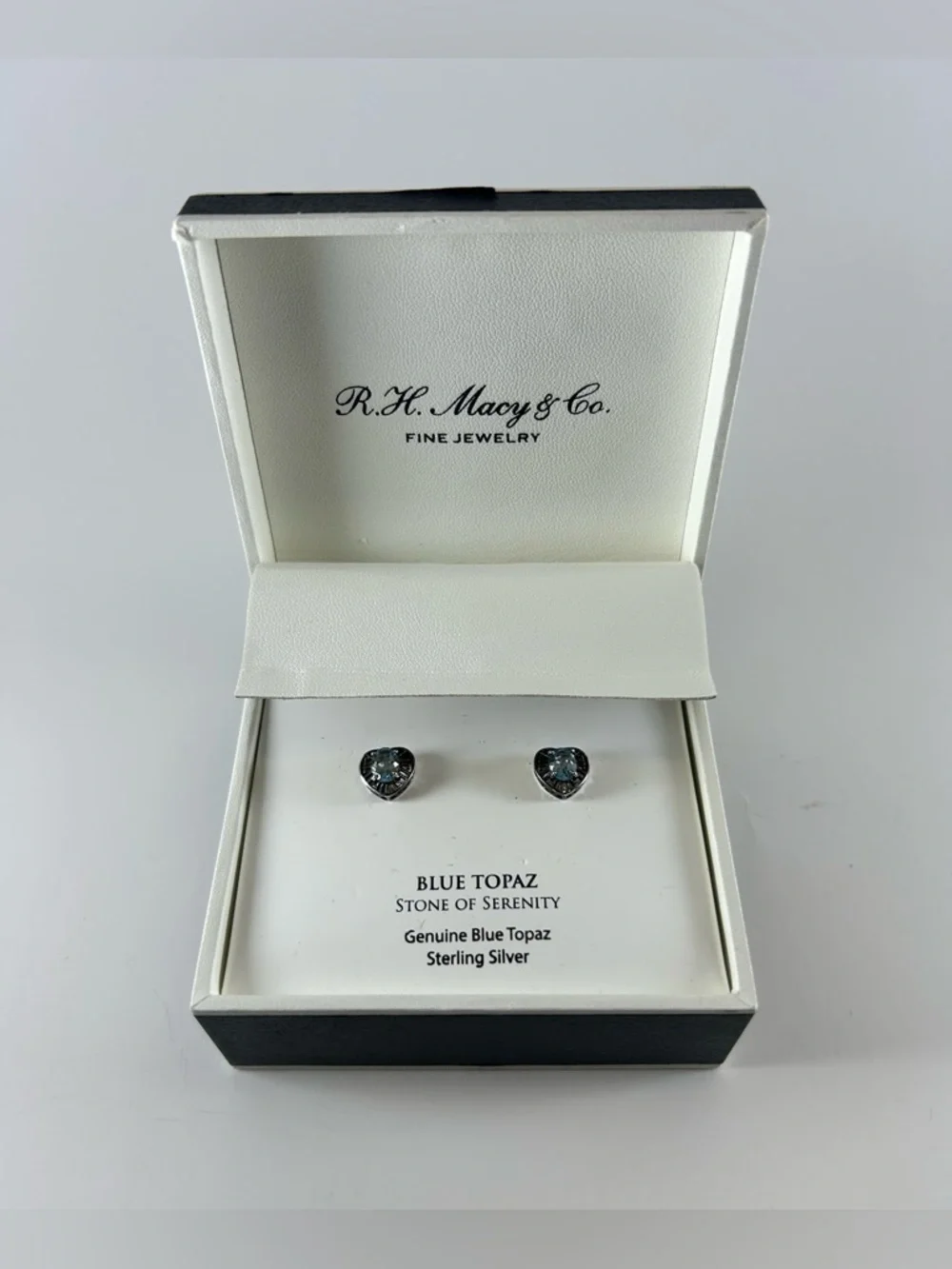 R. H. Macy’s Sterling Silver Blue Topaz Heart Stud Earrings